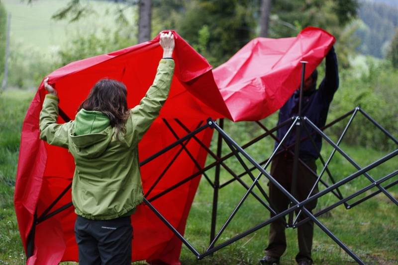 Aufklappbares Zelt mit Harmonikasystem - photo