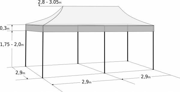 Faltzelt 3x6 m - aus Aluminium: Abmessungen und Parameter