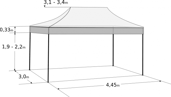 Faltzelt 3x4,5m - Aluminium-Hexagonkonstruktion: Abmessungen und Parameter Faltzelt 3x4,5m - Aluminium-Hexagonkonstruktion: Abmessungen und Parameter